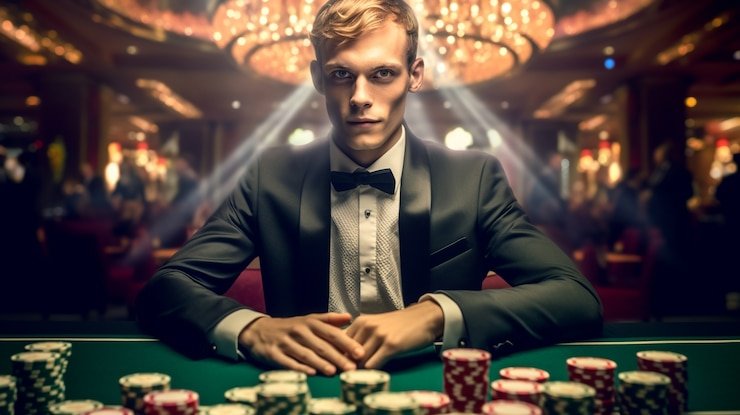 Mesin slot digital dengan tema futuristik dan berbagai ikon jackpot