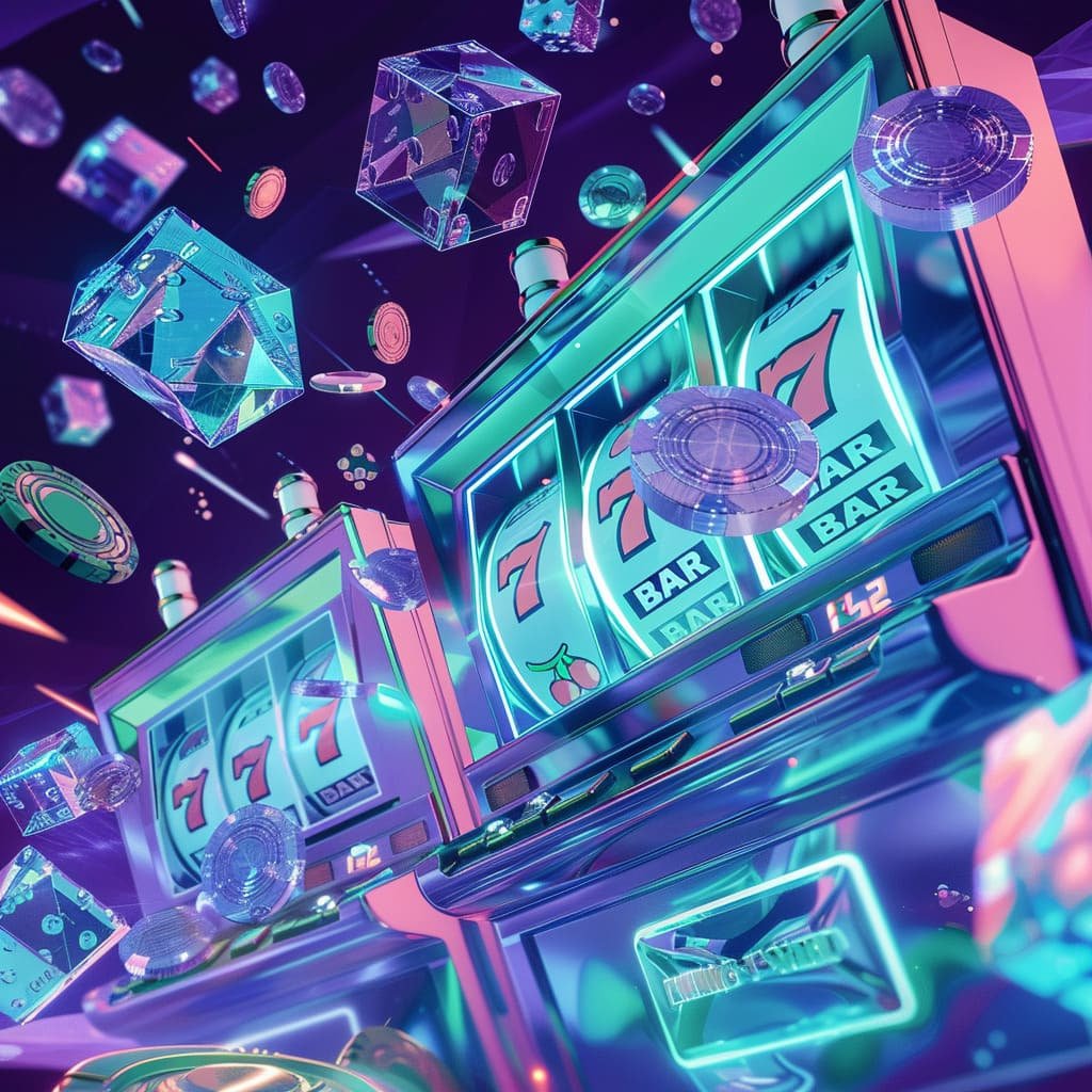 Simbol VIP dengan cahaya neon viral dan latar elektronik futuristik